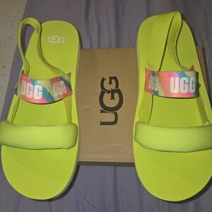 UGG‎ Womens Sandals Size 6  Zuma Sling Slide On Neon Foam